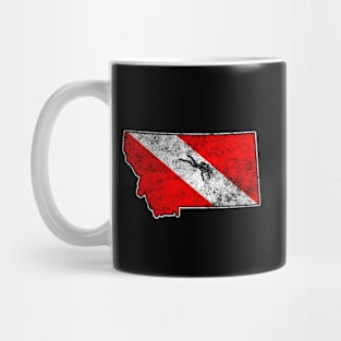 Montana Dive Flag Scuba Diving State Map Dive Flag Distressed Mug